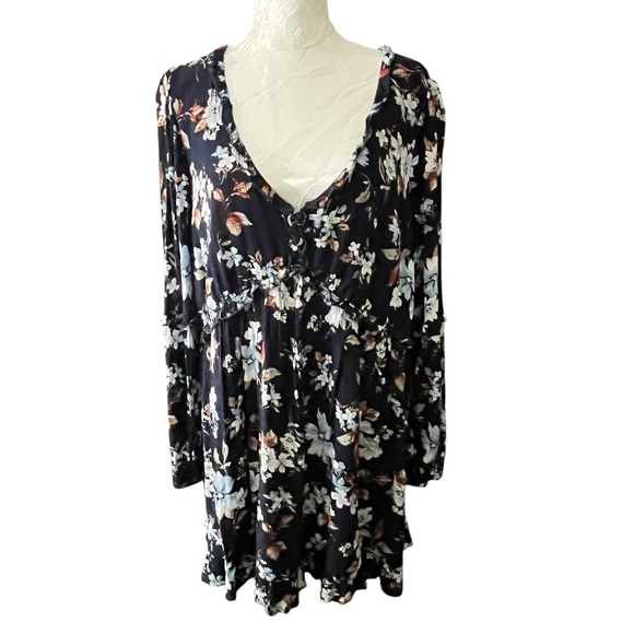 Lulus Dresses & Skirts - Lulus Sz XL Lovely Blooms Floral Print Long Sleeve Dress Mini Babydoll Ruffled